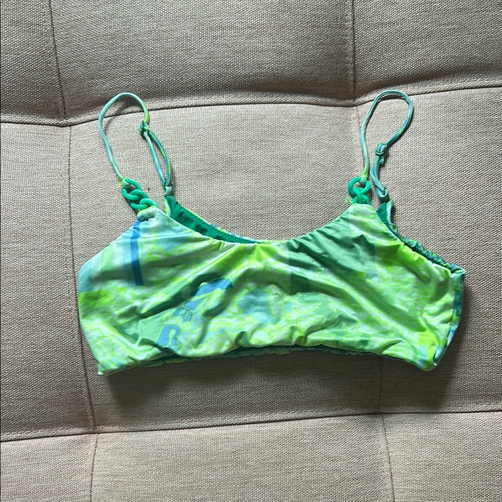 14 year old girl Green and Blue Bikini Top